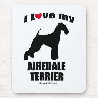 TAPIS DE SOURIS "RACE DE CHIEN" - AIREDALE TERRIER - "J'AIME MON