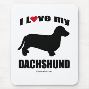 TAPIS DE SOURIS "RACE DE CHIEN" - BASSET ALLEMAND - "J'AIME MON