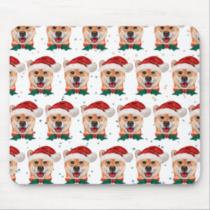 Tapis De Souris Races de chiens Shiba Inu Étoiles de Noël