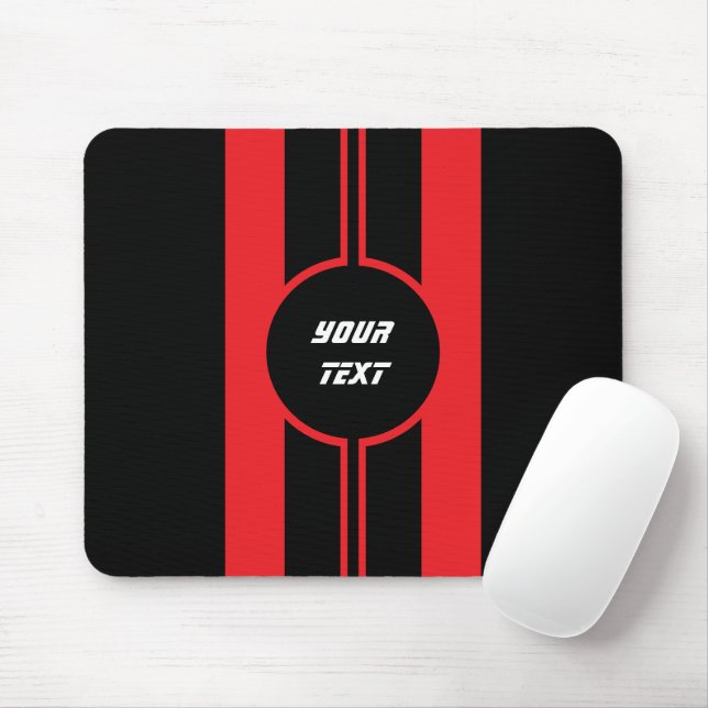 Tapis De Souris Racing Red Double Stripes Sports Personnalisé (Avec souris)