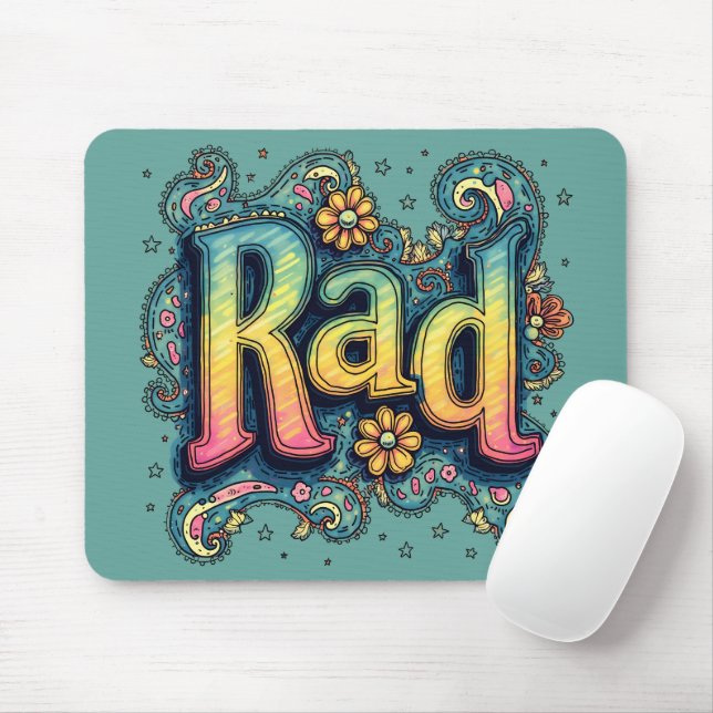 Tapis De Souris Rad les années 70 Super psychédélique esthétique (Avec souris)