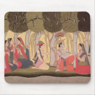 Tapis De Souris Radha et Krishna posés dans un verger, Kulu
