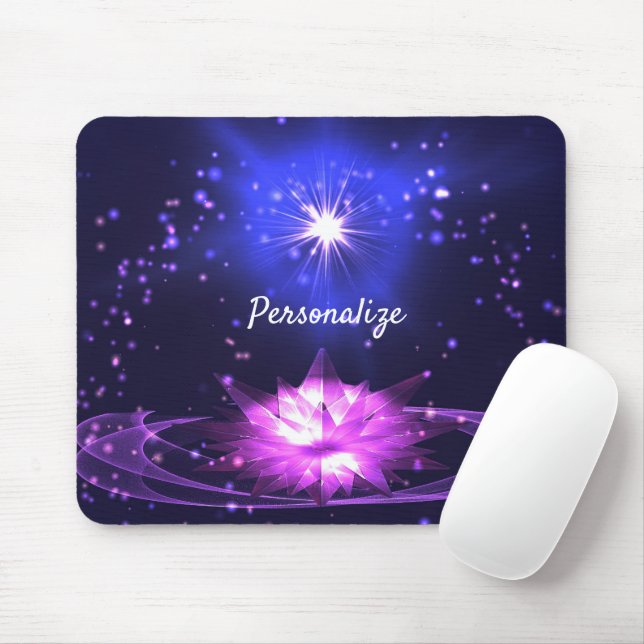 Tapis De Souris Radiant violet cristal Lotus Stars Personnaliser (Avec souris)