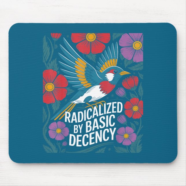 Tapis De Souris Radicalisé par une déclaration florale d'oiseau de (Devant)