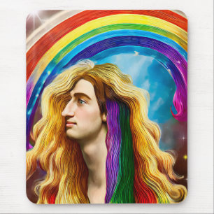 Tapis De Souris Rainbow Deity Homme Of All love Imaginaire Art