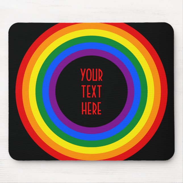 Tapis De Souris RAINBOW FLAG BUTTON + your sign or text (Devant)