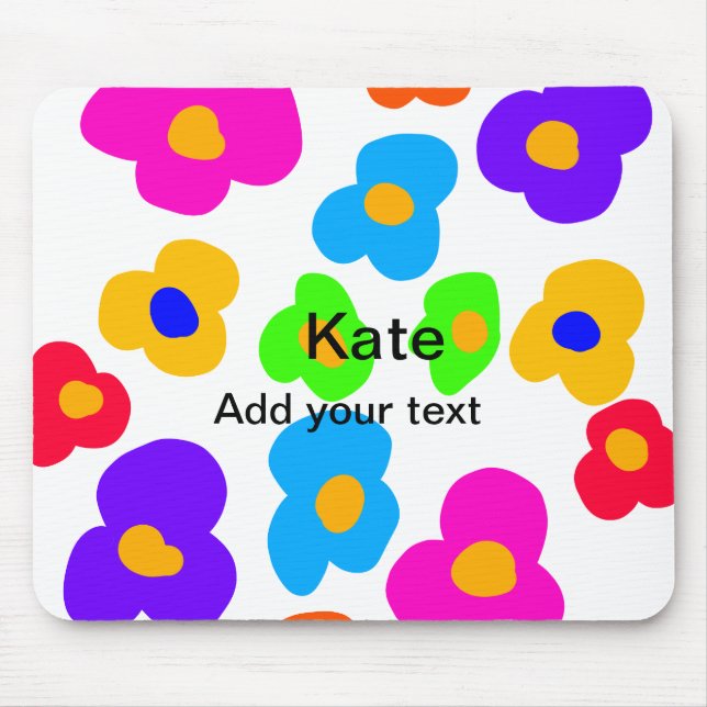 Tapis De Souris Rainbow flower pride amour ajouter nom texte lqbtq (Devant)