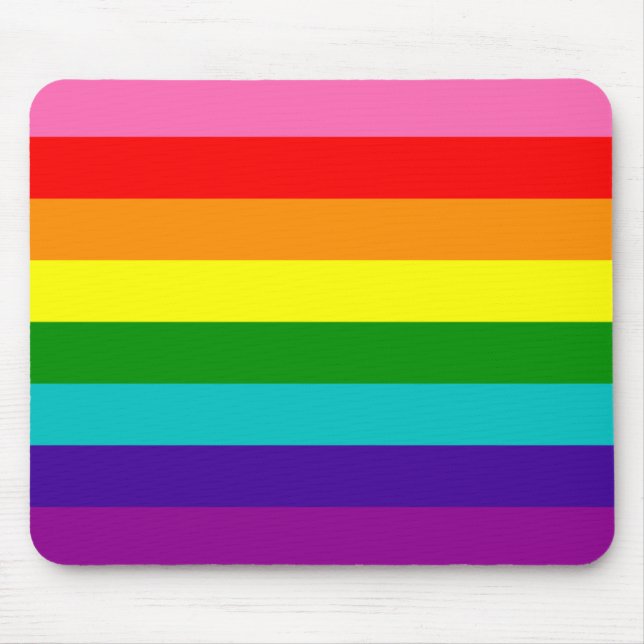 Tapis De Souris Rainbow Gay Pride LGBT Original 8 Stripes (Devant)