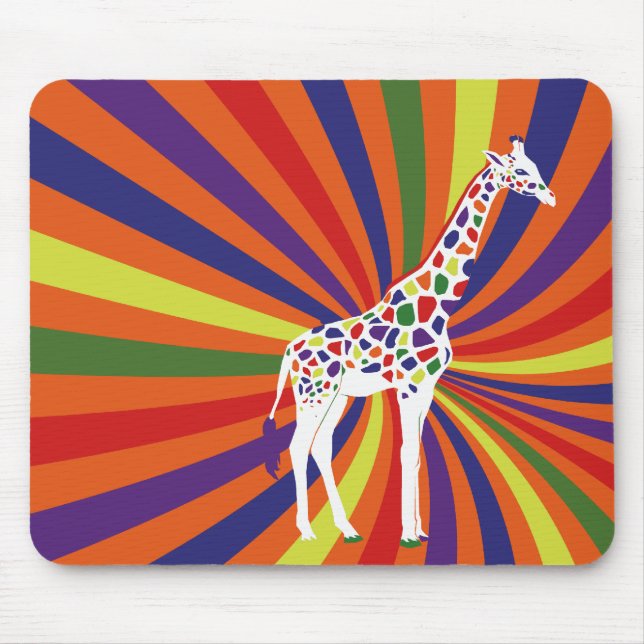 Tapis De Souris Rainbow Giraffe Art (Devant)
