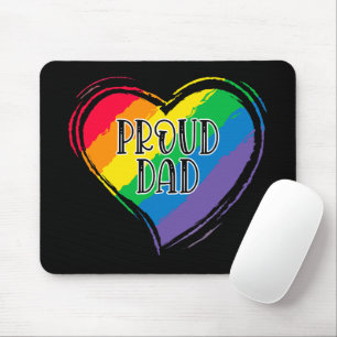 Tapis De Souris Rainbow Heart Flag Fier papa LGBT Gay pride Mois