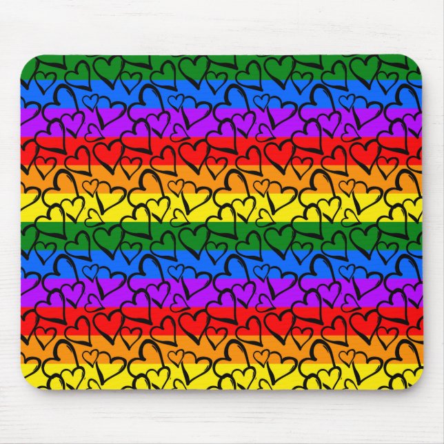 Tapis De Souris Rainbow Heart Motif (Devant)