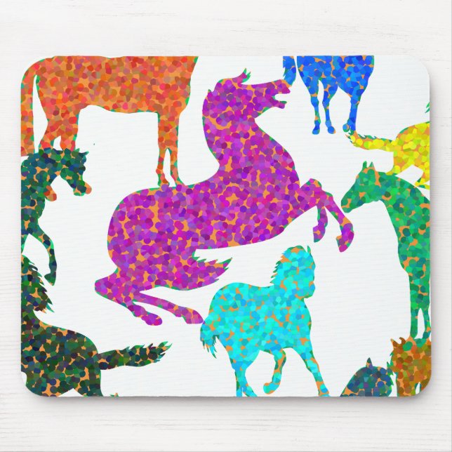 Tapis De Souris Rainbow Horses - "Dotty about Horses !" (Devant)