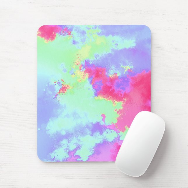 Tapis De Souris Rainbow Paint Splatt, effet vert rose (Avec souris)