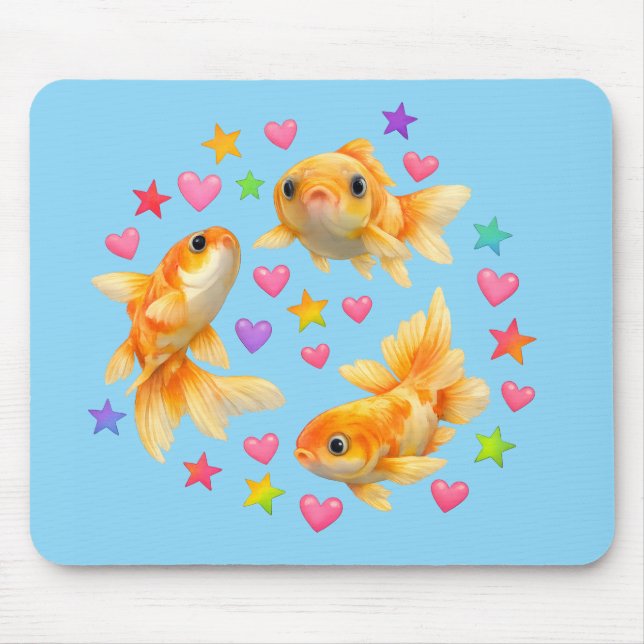 Tapis De Souris rainbow stars kawaii cute goldfish pet (Devant)