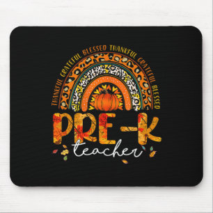 Tapis De Souris Rainbow Thankful PrK enseignant automne Thanksgivi