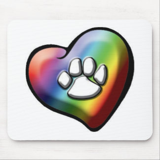 Tapis De Souris rainbowheartpawprint