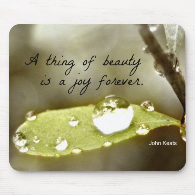 Tapis De Souris Raindrop sur la feuille, avec une citation : "Une  (Devant)