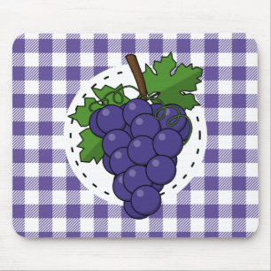 Tapis De Souris Raisins sur Plaid violet blanc
