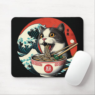 Tapis De Souris Ramen de chat Art japonais Style vintage