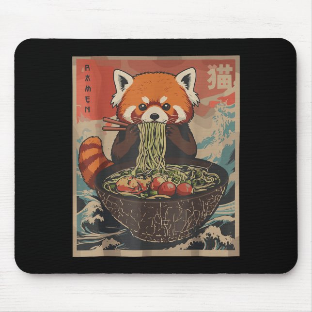Tapis De Souris Ramen Japanese Graphic Tees Red Panda Anime Shirts (Devant)