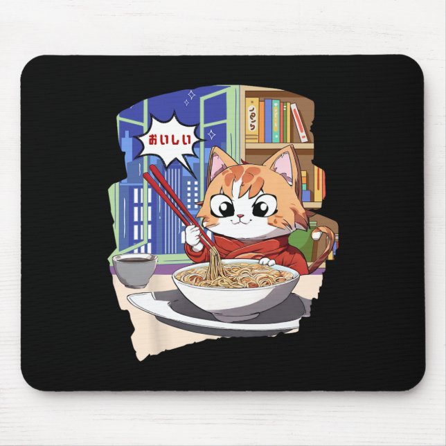Tapis De Souris Ramen Kawaii Cat Anime (Devant)