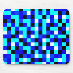 Tapis De Souris Random Checkered Pixel Art - Blue & White