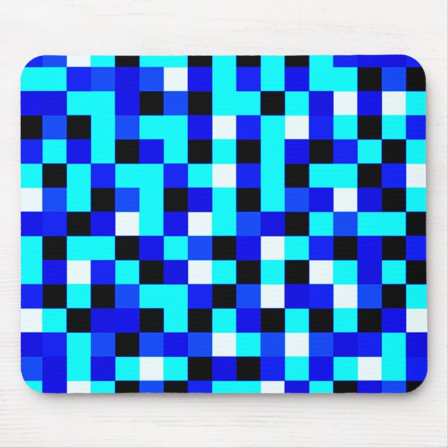 Tapis De Souris Random Checkered Pixel Art - Blue & White (Devant)