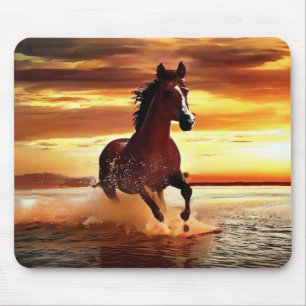 Tapis De Souris Randonnée À Cheval Sauvage À Travers Le Surf