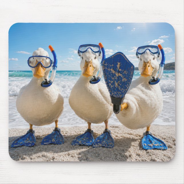 Tapis De Souris Rangée de canards avec équipement de snorkeling (Devant)
