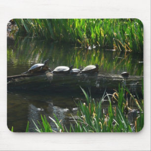 Tapis De Souris Rangée de tortues photo de la nature verte