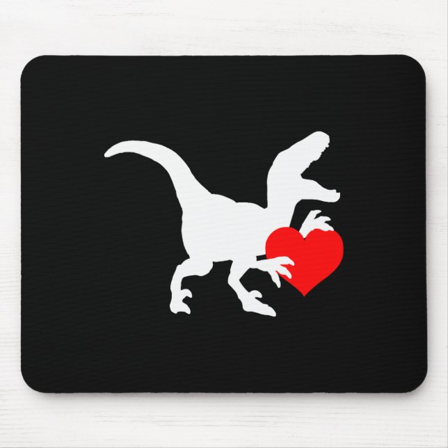 Tapis De Souris Raptor Love Valentines Day Gift Dino Raptor Heart  (Devant)
