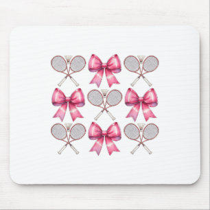 Tapis De Souris Raquette de badminton à ruban rose Coquette Bow 