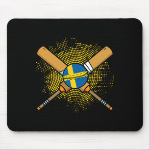 Tapis De Souris Raquette de cricket suédoise et drapeau de la Suèd