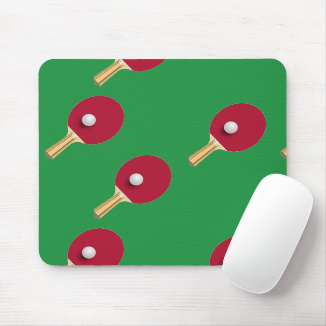 Tapis De Souris Raquette de ping-pong et boule sur vert (Avec souris)