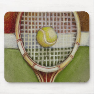 Tapis De Souris Raquette de tennis avec balle posée sur le court
