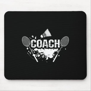 Tapis De Souris Raquette Smash Navette Coach Badminton
