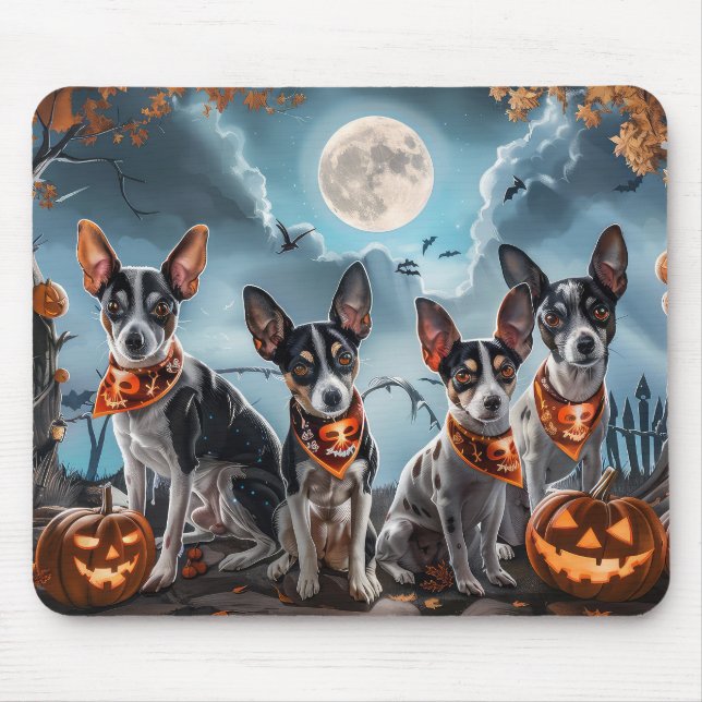 Tapis De Souris Rat Terrier Halloween Effrayant  (Devant)