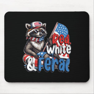 Tapis De Souris Raton laveur 4 juillet patriotique mignon rouge bl