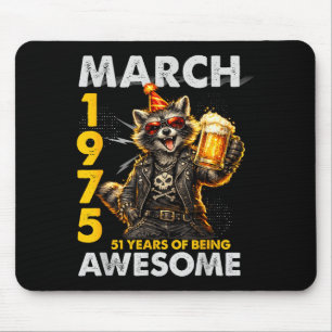 Tapis De Souris raton laveur 51e anniversaire bière mars 1975 vint