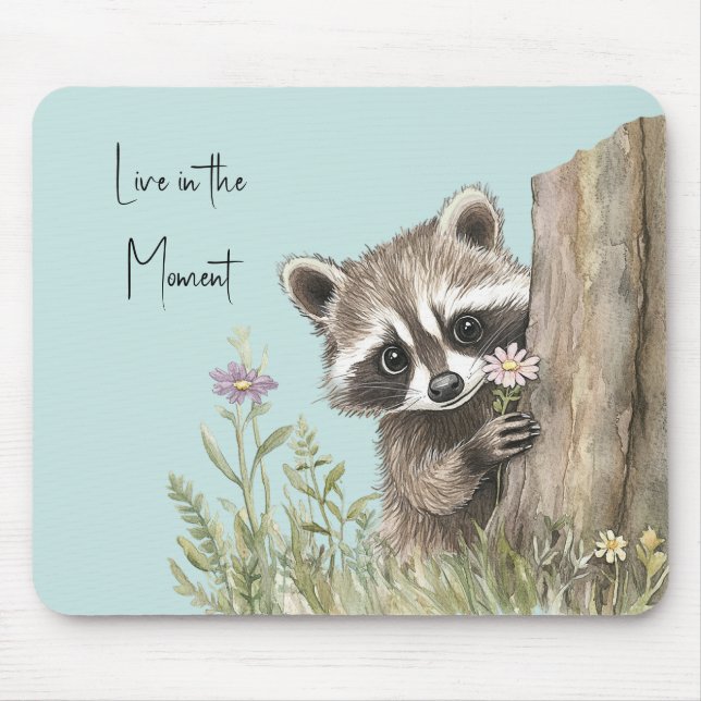 Tapis De Souris Raton laveur avec fleur (Devant)