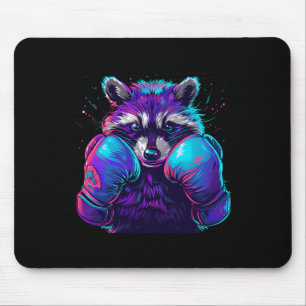 Tapis De Souris Raton laveur boxeur avec gants de boxe Kickboxing