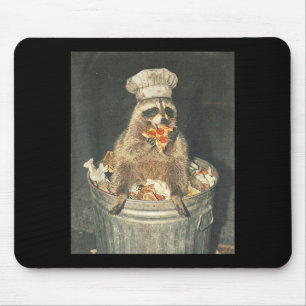 Tapis De Souris Raton laveur chef rétro drôle mangeant une poubell