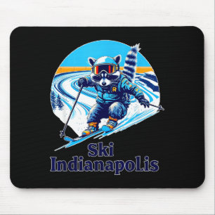 Tapis De Souris Raton laveur de style rétro skiant à indianapolis