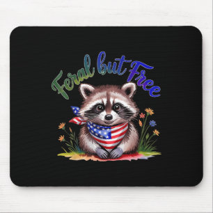 Tapis De Souris Raton Laveur Drôle Mais Libre Femme 4 Juillet Fémi