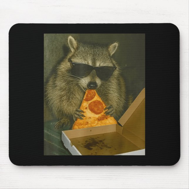 Tapis De Souris Raton laveur drôle mangeant Zza Raton laveur de mè (Devant)