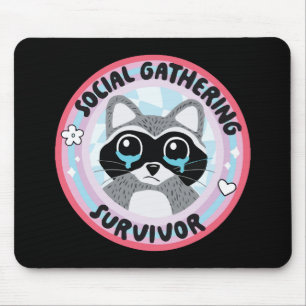 Tapis De Souris Raton laveur drôle survivant d'une réunion sociale