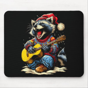 Tapis De Souris Raton laveur joyeux jouant de la guitare Animal Gu