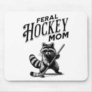 Tapis De Souris Raton Laveur Rétro Féminin Joueur de Hockey Maman
