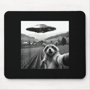Tapis De Souris Raton laveur selfie avec alien ufo drôle raton lav