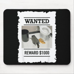 Tapis De Souris Ratons laveurs ivres drôles recherchés récompense 